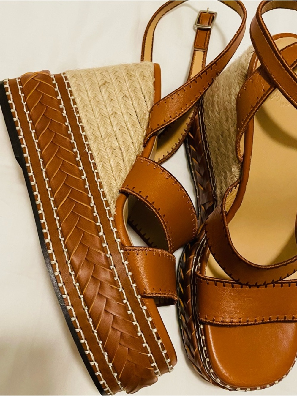 Castaner Tan Leather Espadrille Wedge Sandals - Picture 10 of 11